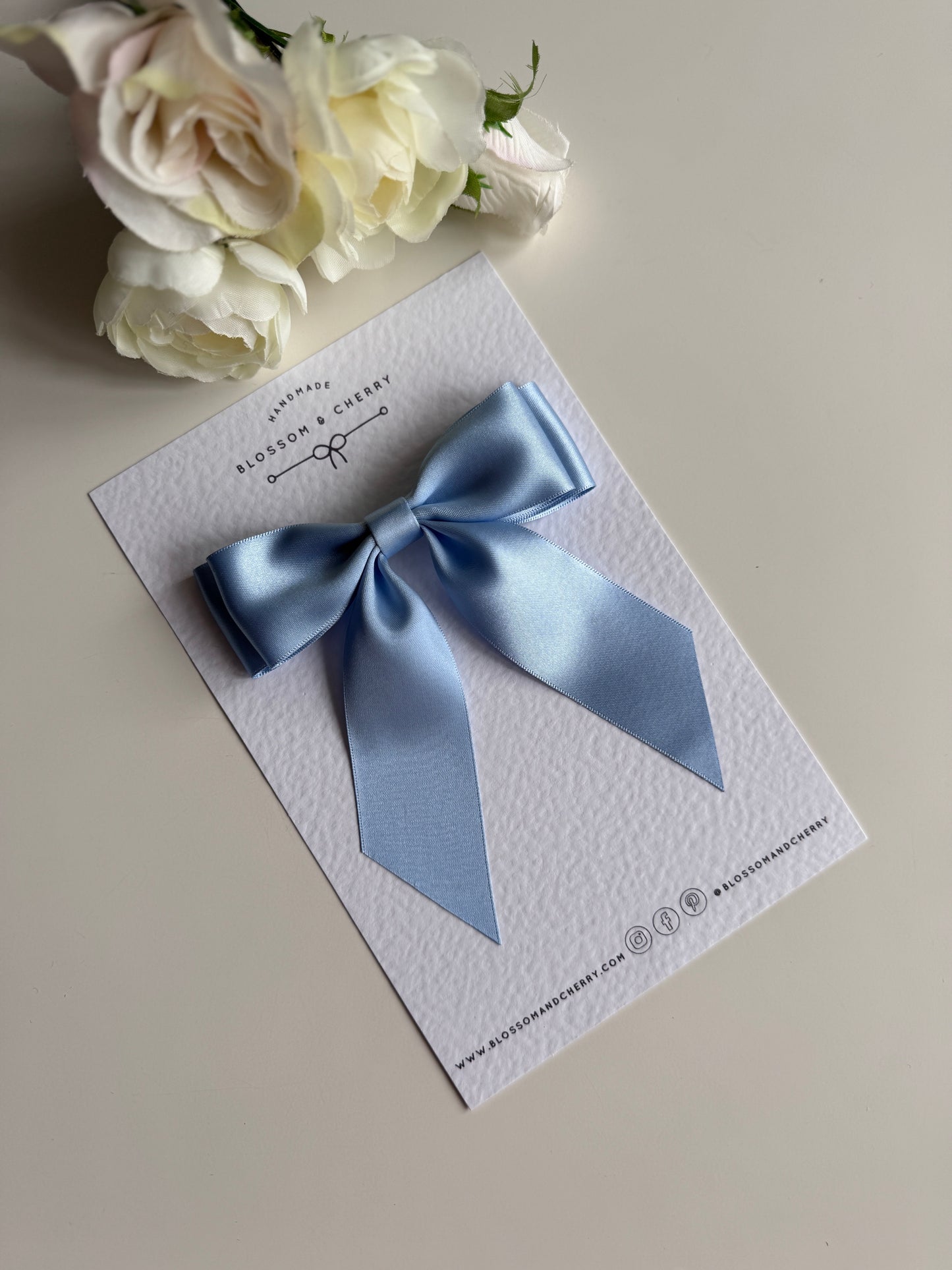 Chloi Satin Short Tail Bow - Blue