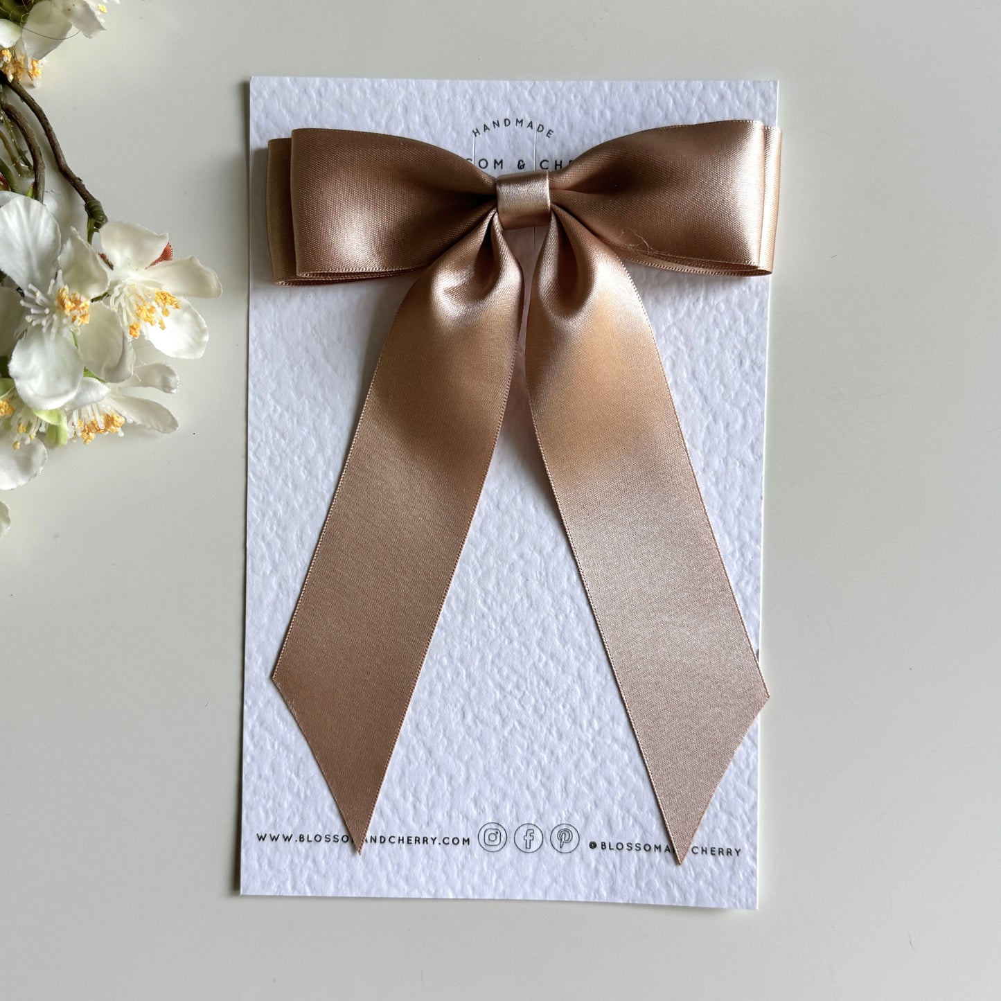 Charleen Satin Long Tail Bow - Champagne