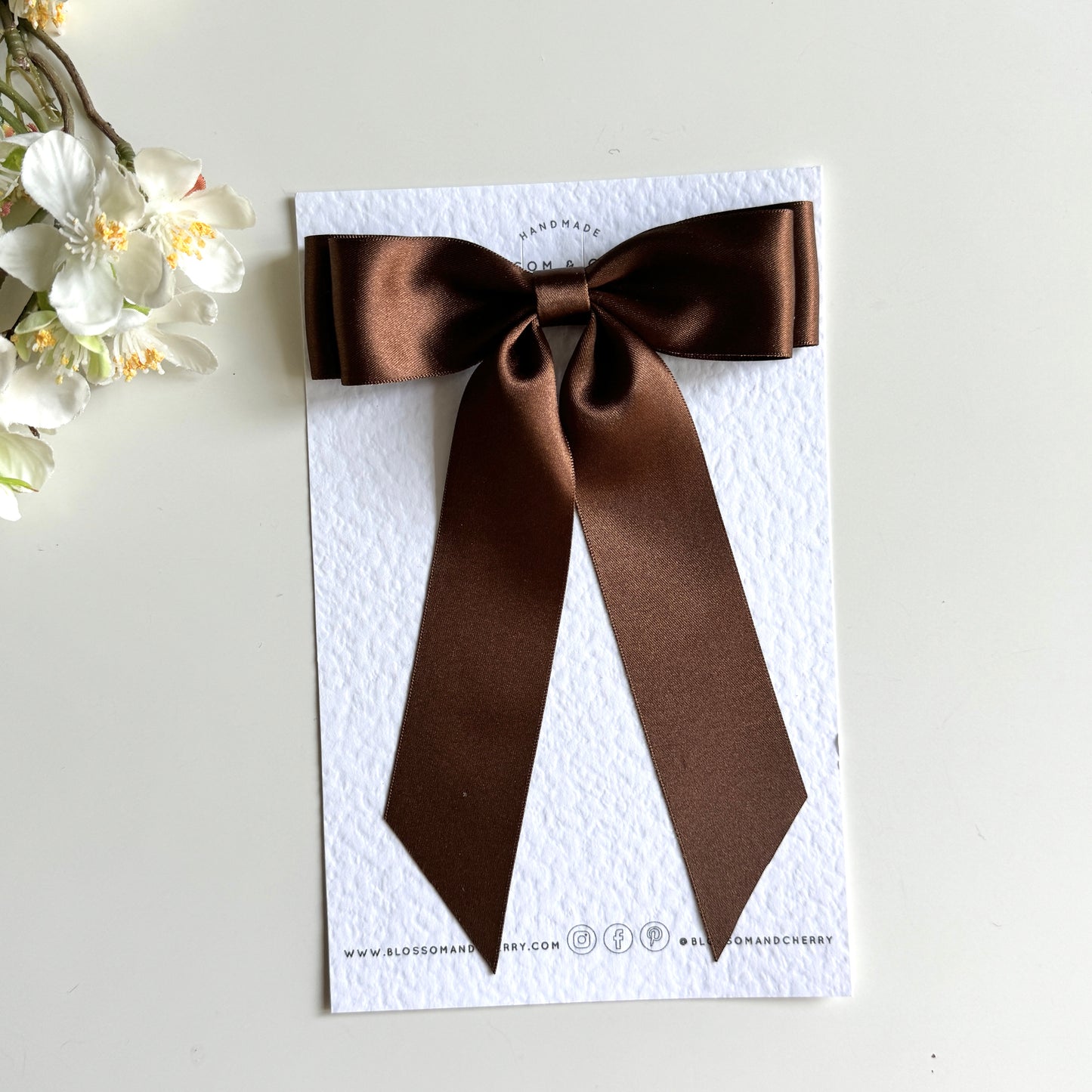 Charleen Satin Long Tail Bow - Brown