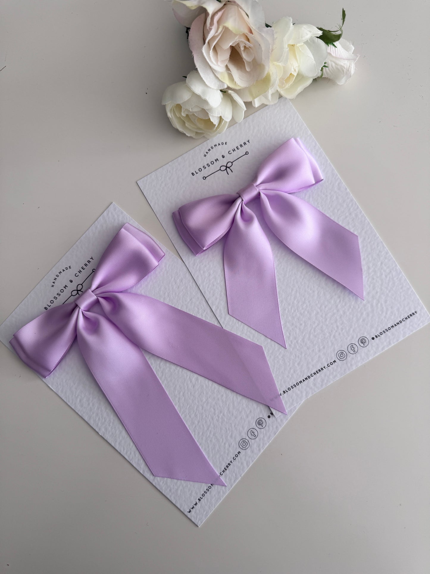 Charleen Satin Long Tail Bow - Lilac