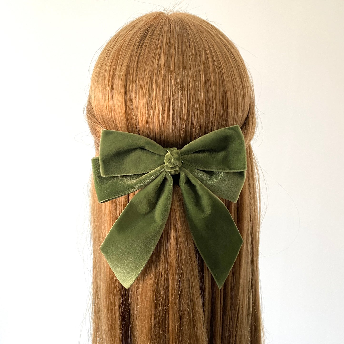 Ayida Short Tail Velvet Bow - Moss