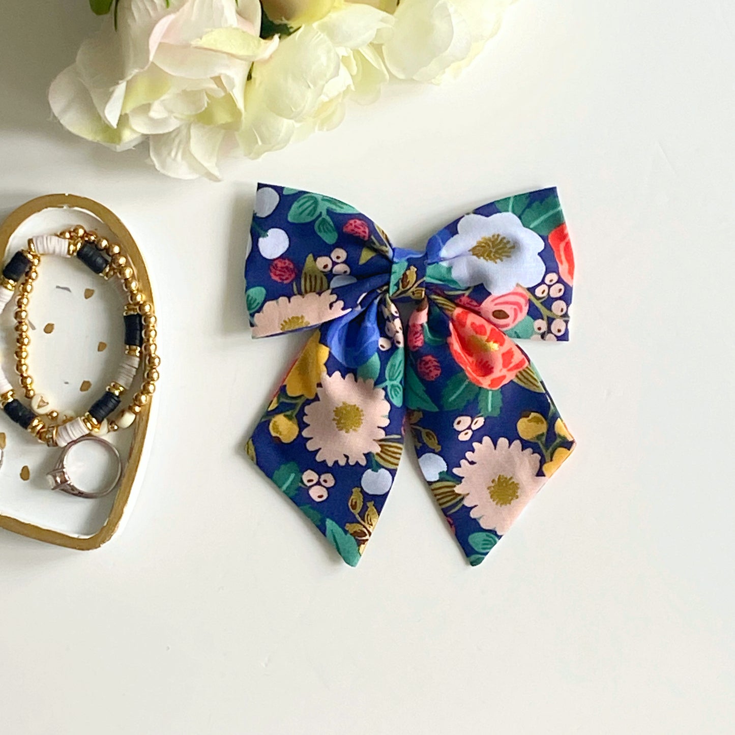 Vintage Blossom Blue Sailor Bow