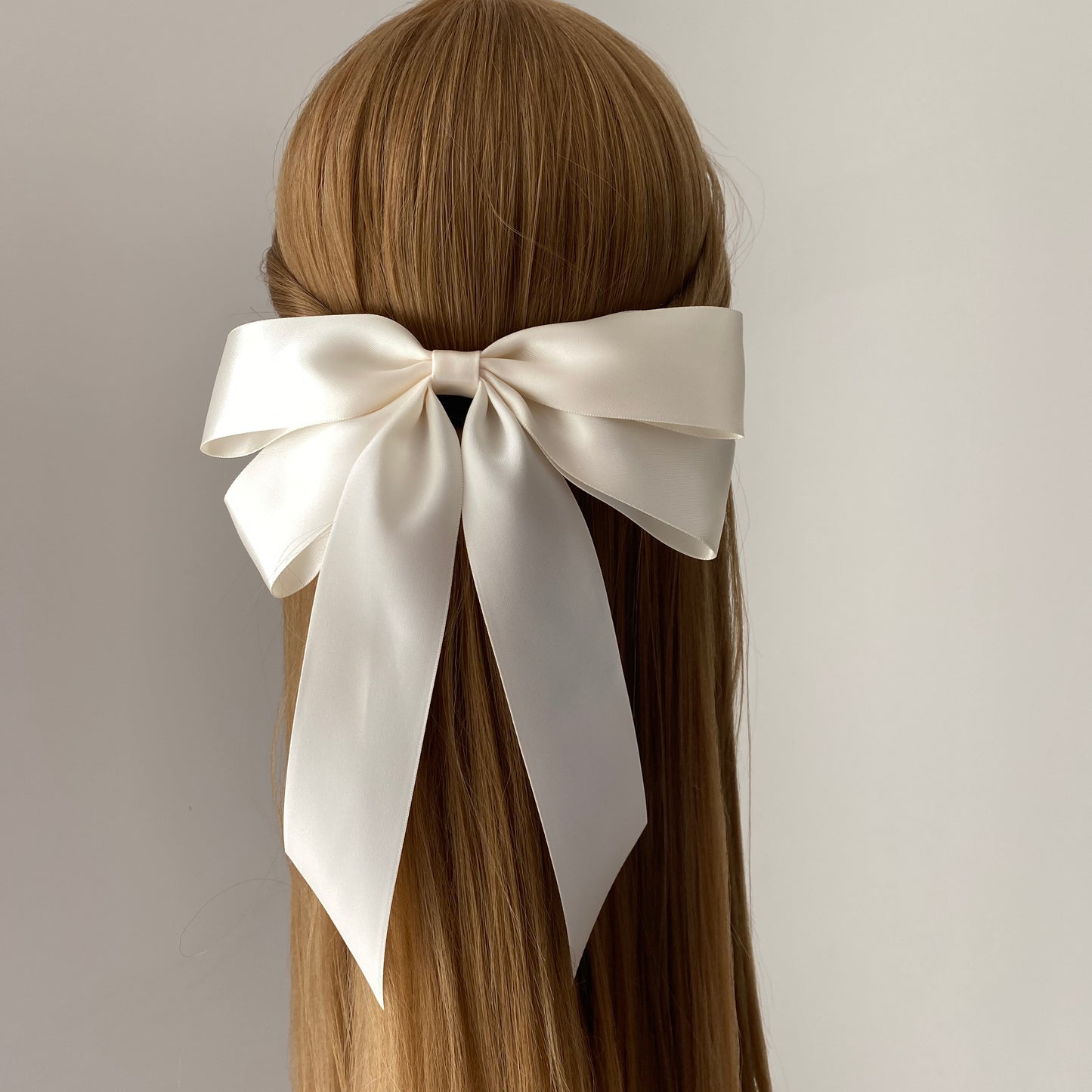 Satin Oversized Long Tail Bow - Ivory