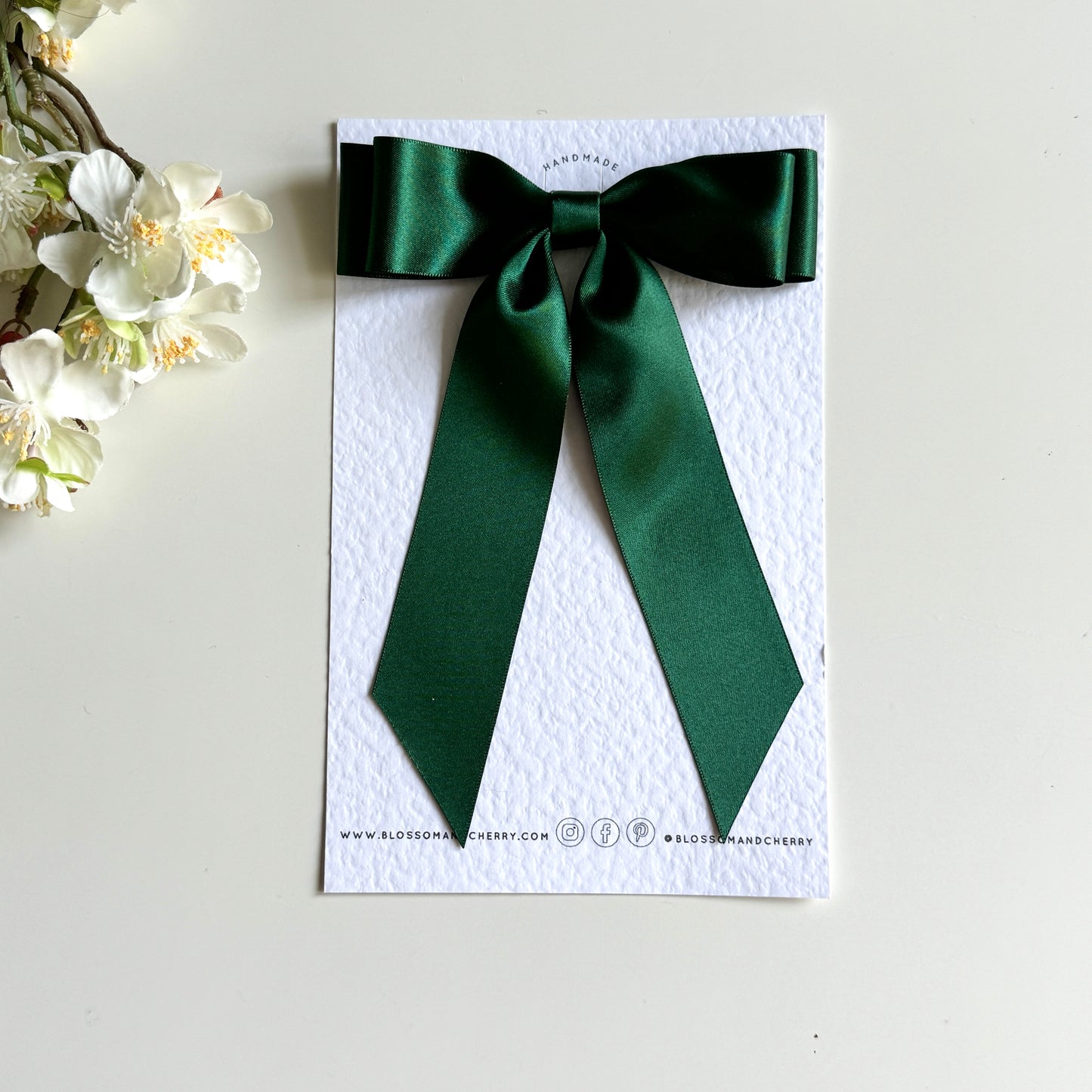 Charleen Satin Long Tail Bow - Green