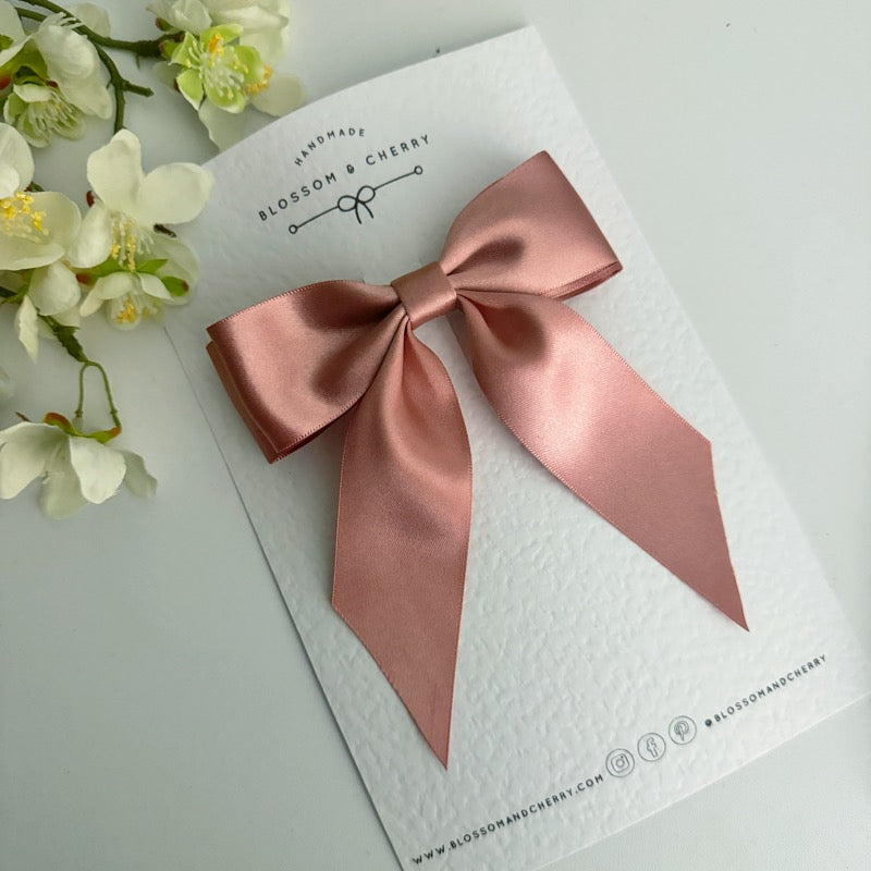 Chloi Satin Short Tail Bows- Rose Pink