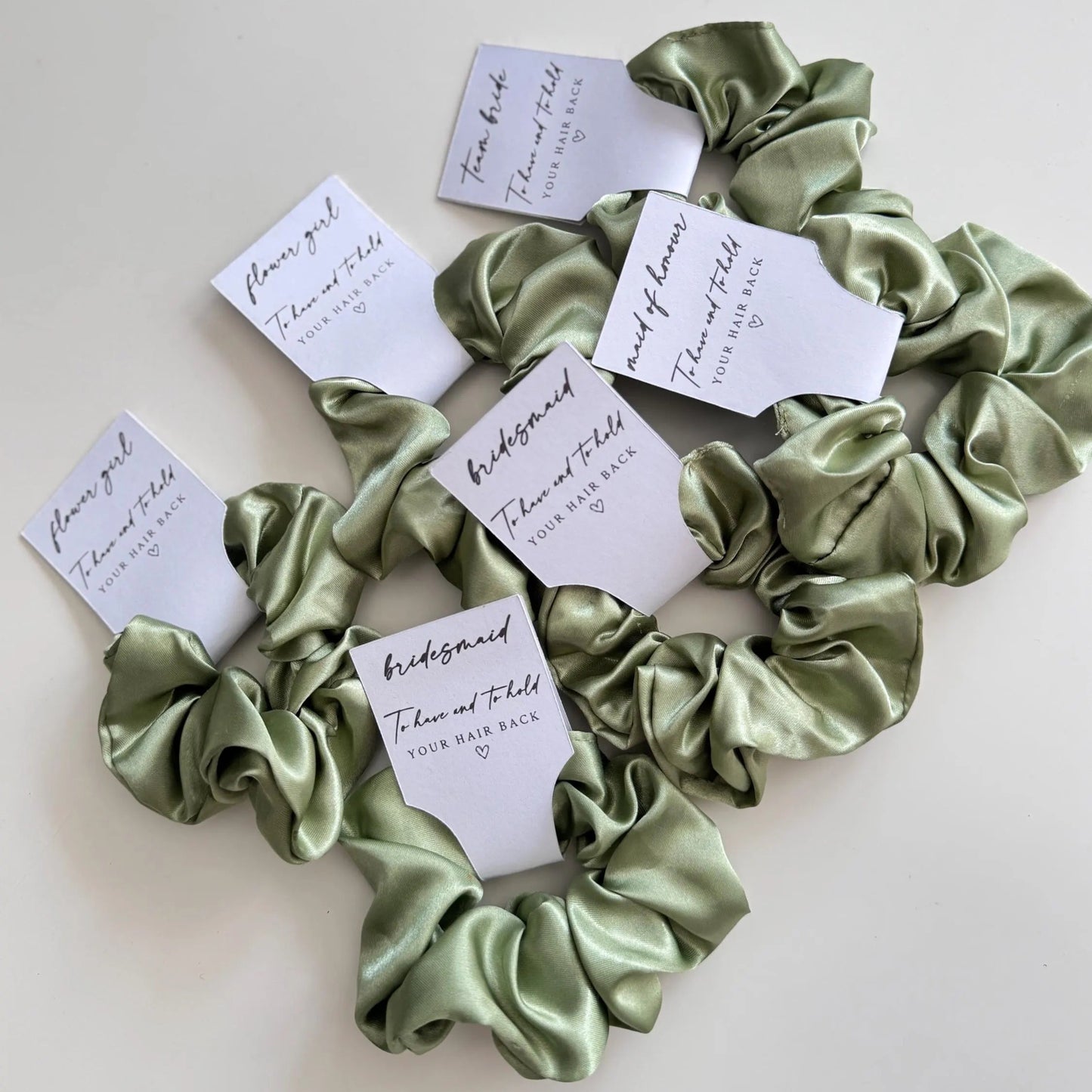 Sage Green Bridesmaid Scrunchies - To Have To Hold Your Hair Back