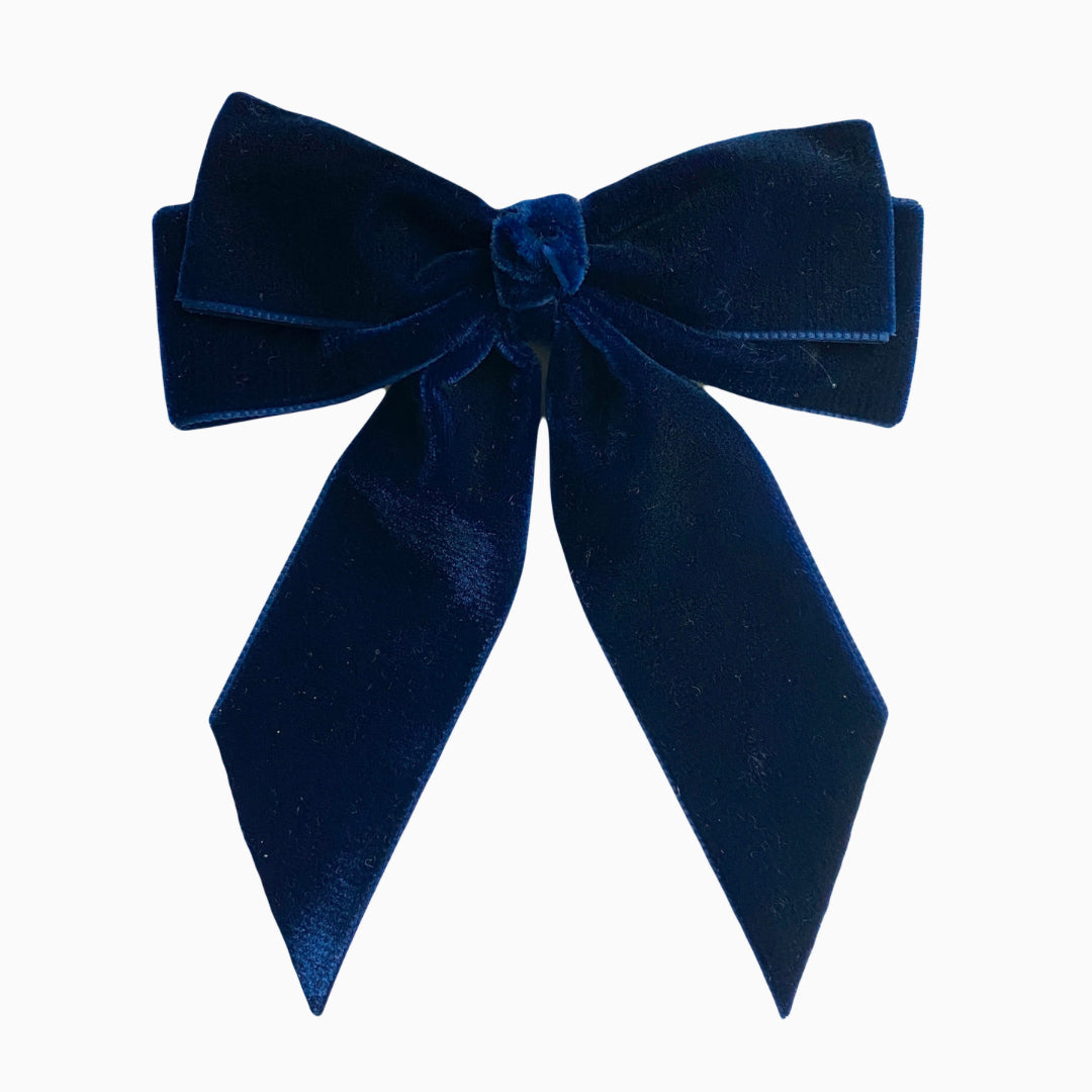 AYIDA Short Tail Velvet Bow - Navy