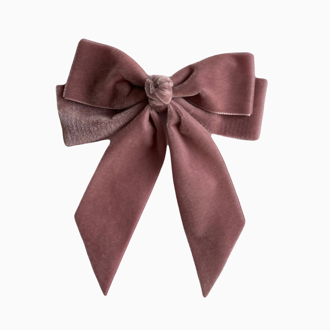 AYIDA Short Tail Velvet Bow - Antique Rose