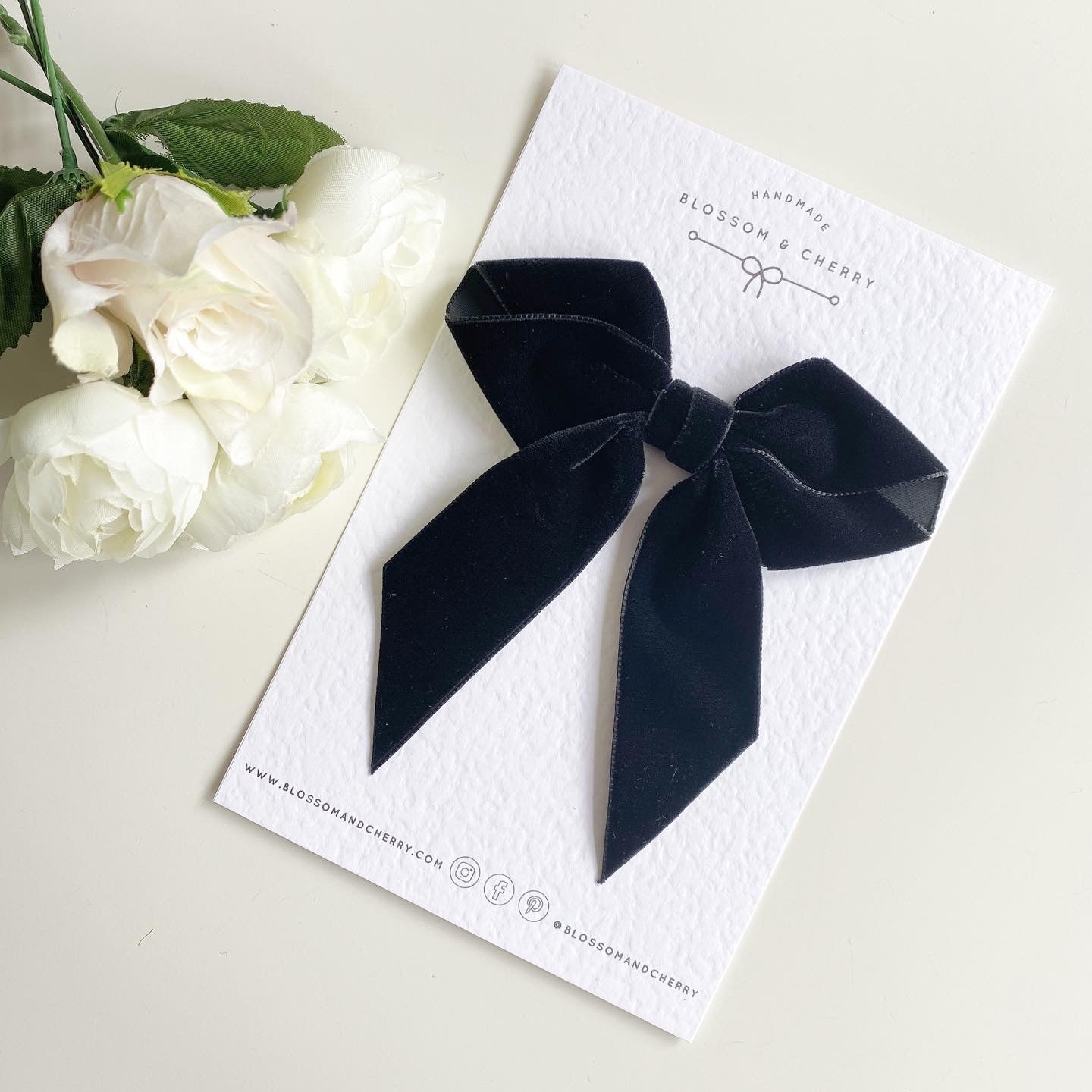 Greta Velvet Bow - Black