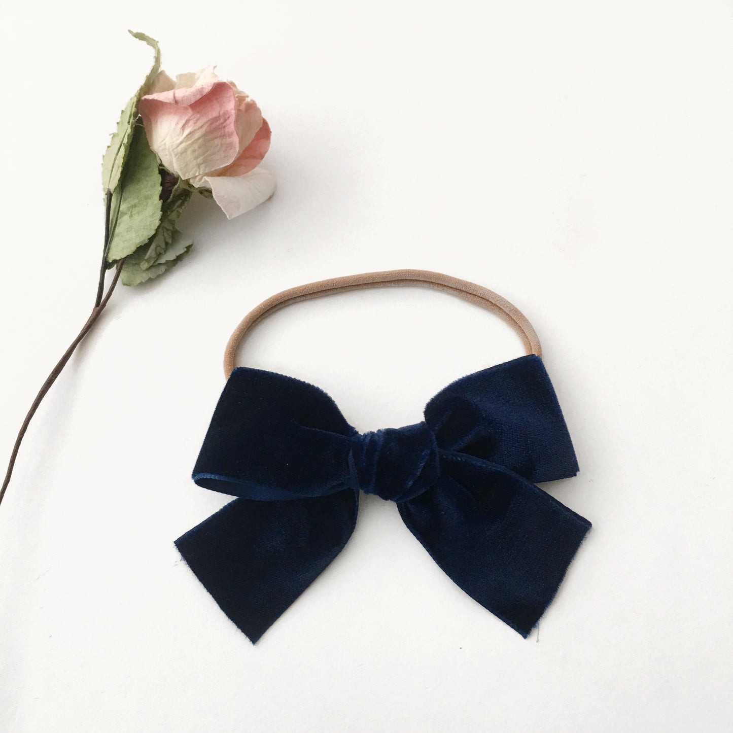 IYLA Navy Velvet Bow || Headband or Clip
