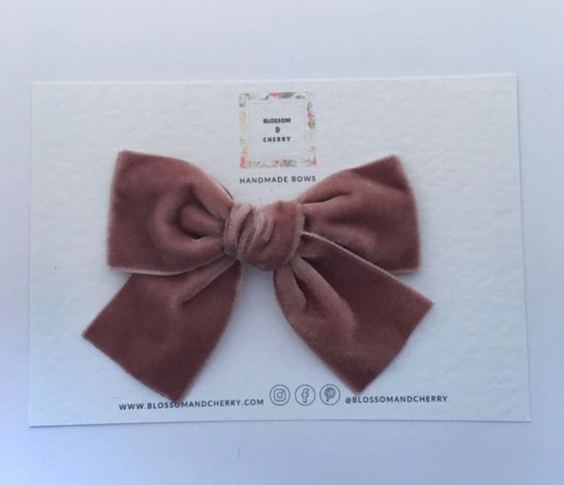 ISLA Antique Rose Velvet Bow Pigtails