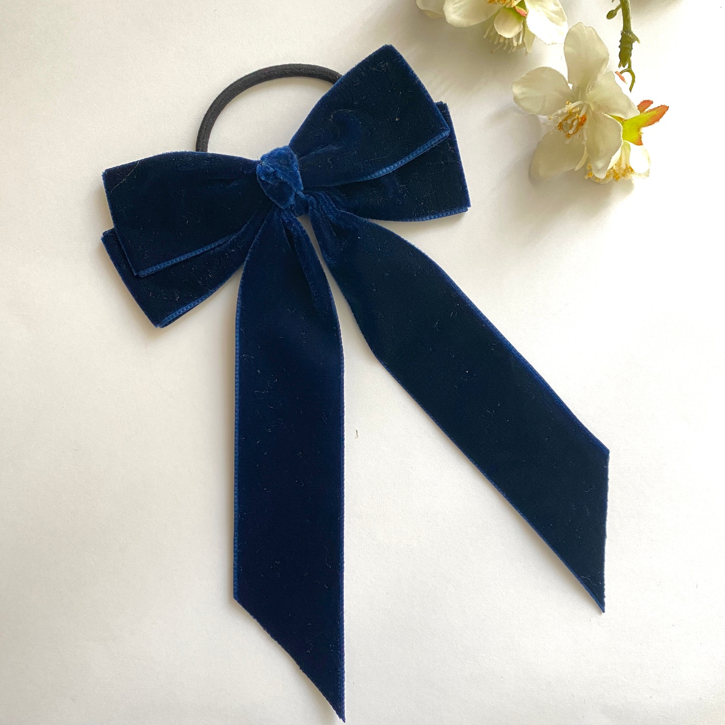 AYIDA Navy Long Tail Velvet Bow