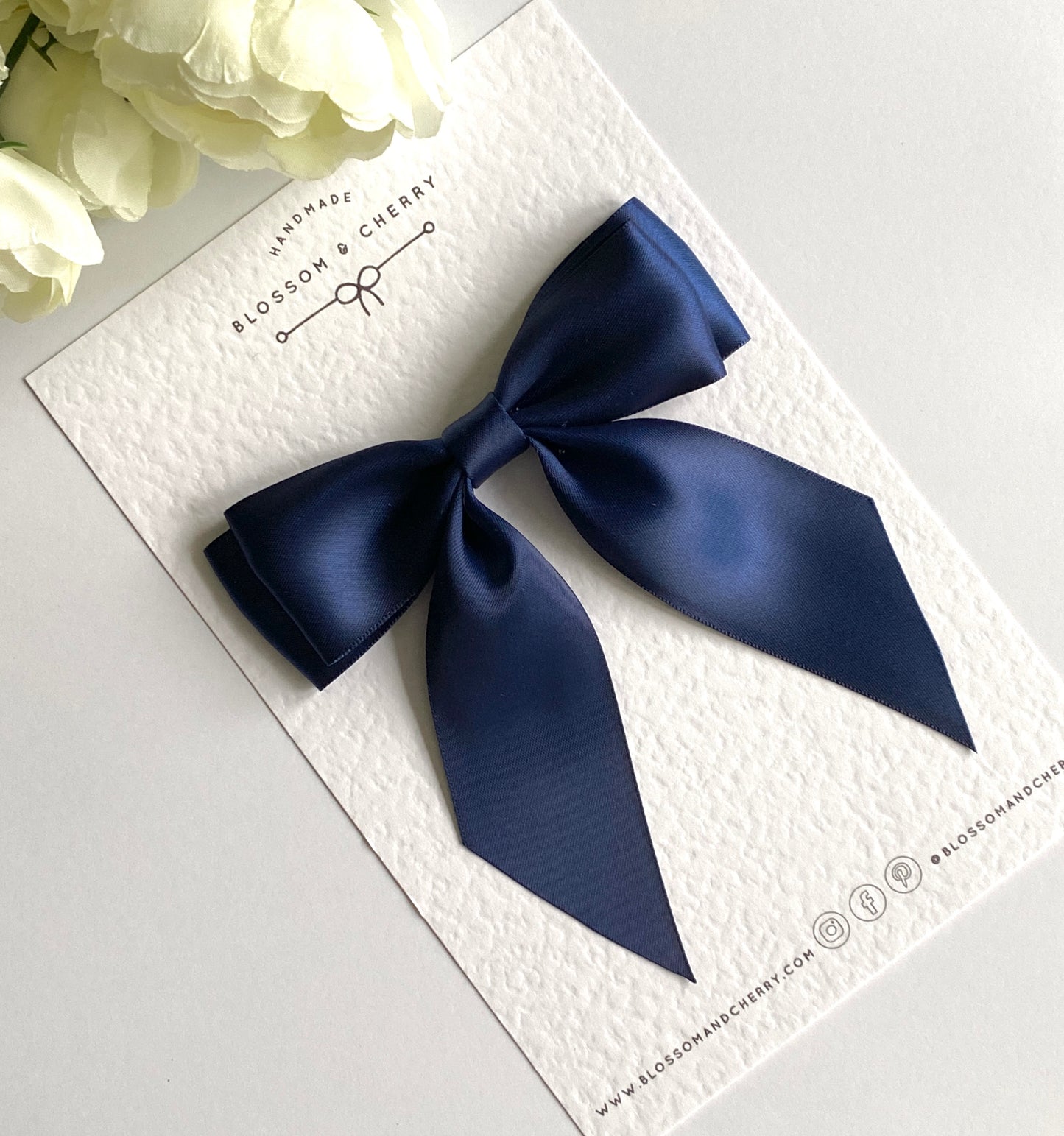 Chloi Satin Short Tail Bow - Navy