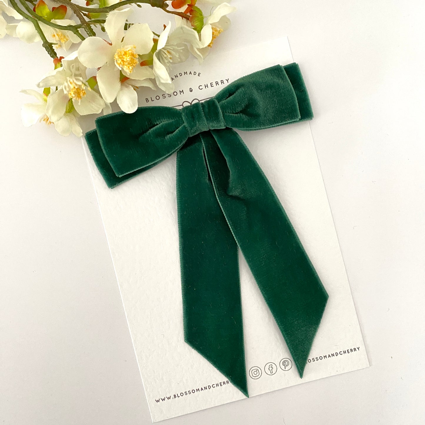 Peyton Velvet Bow - Bottle Green