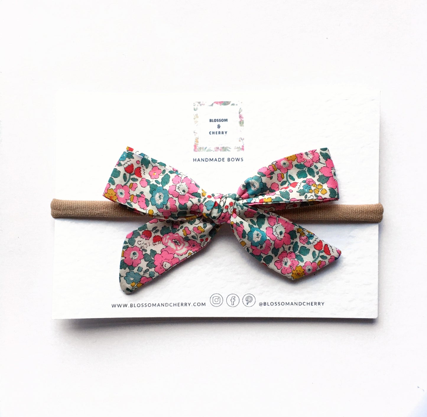 Liberty Floral Handtied Bow || Headband or Clip