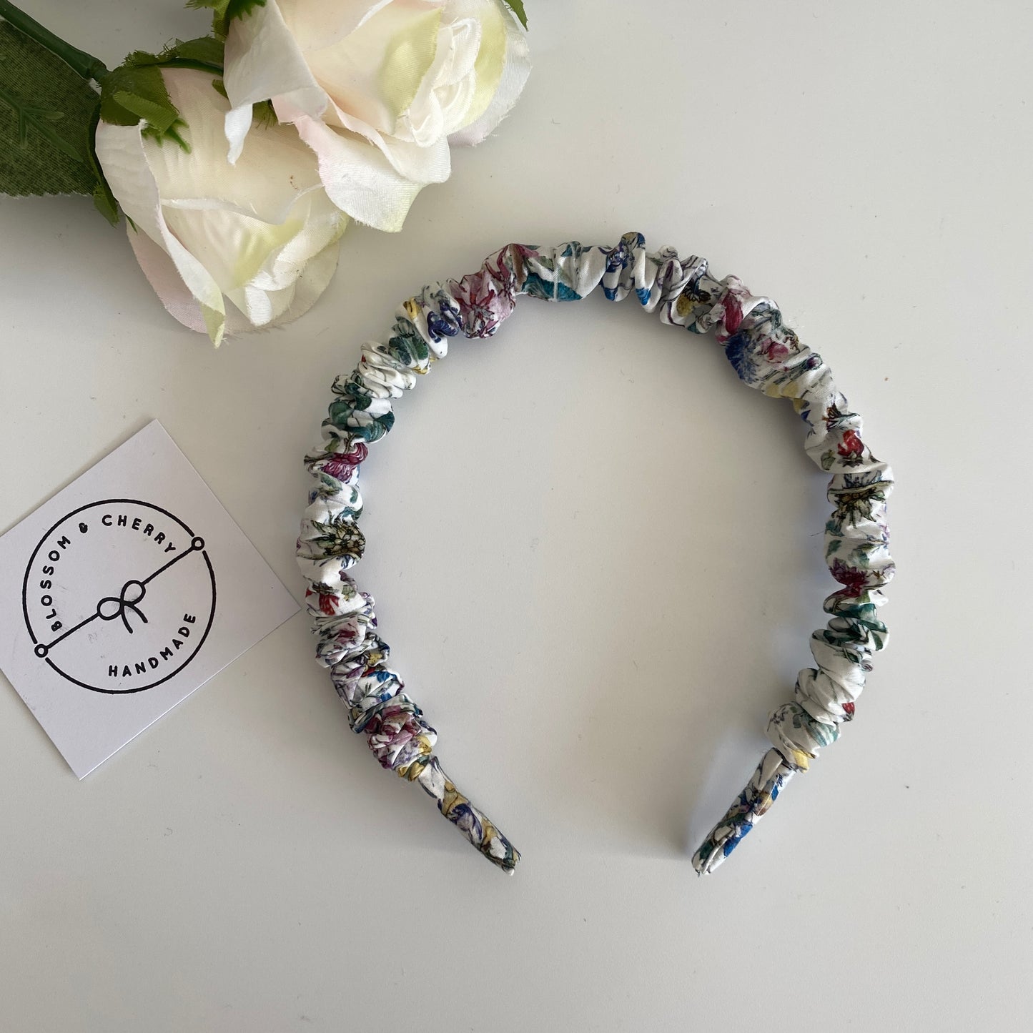 Liberty Fabric Scrunchie Headband - White