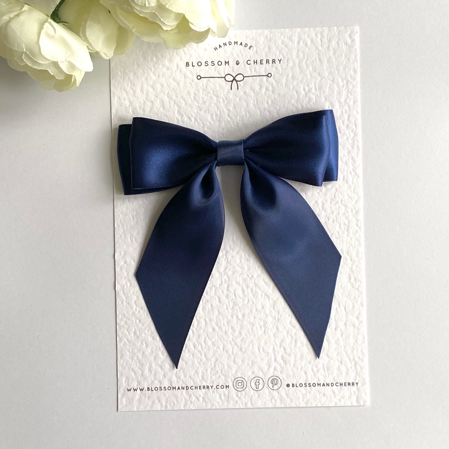 Chloi Satin Short Tail Bow - Navy