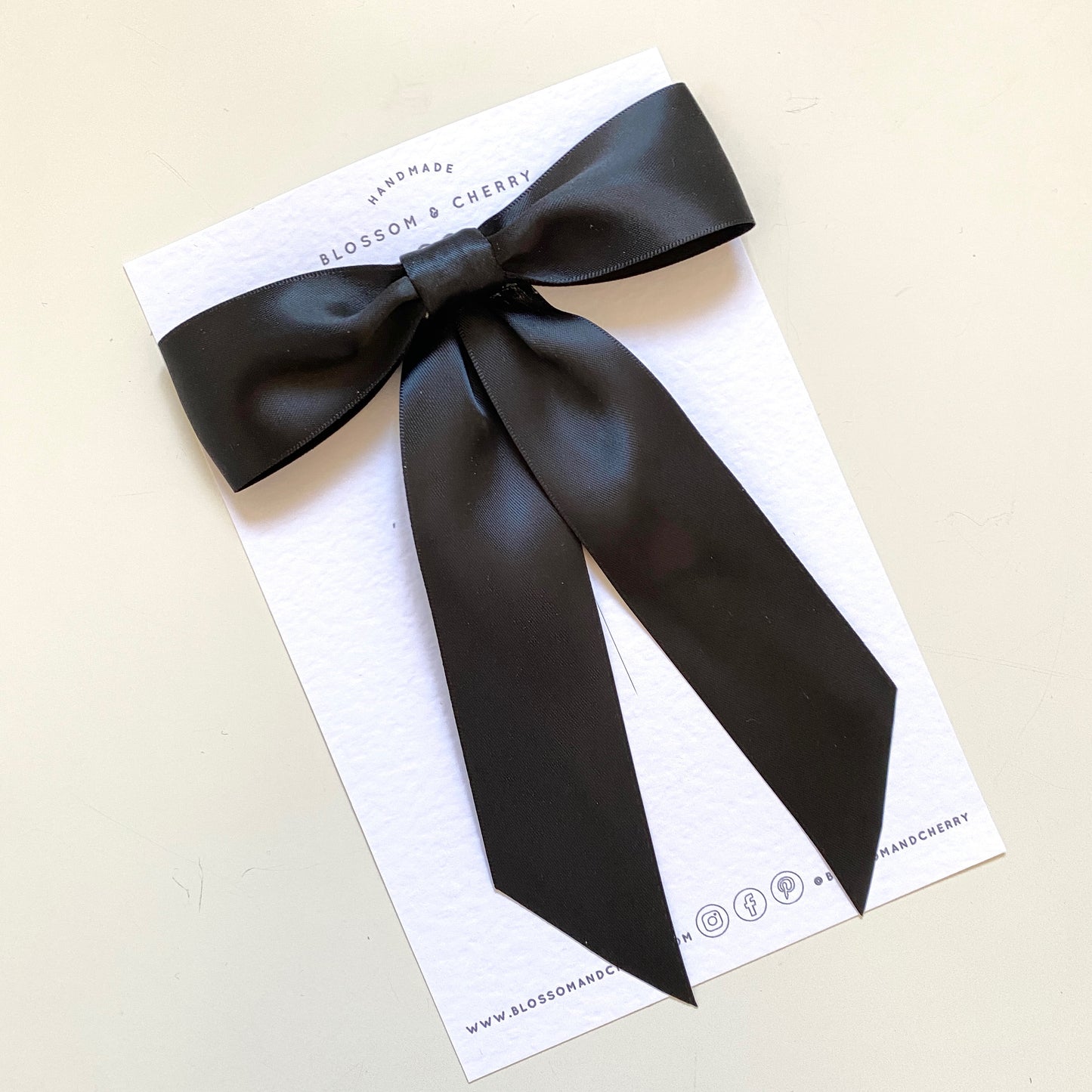 Charleen Satin Long Tail Bow - Black