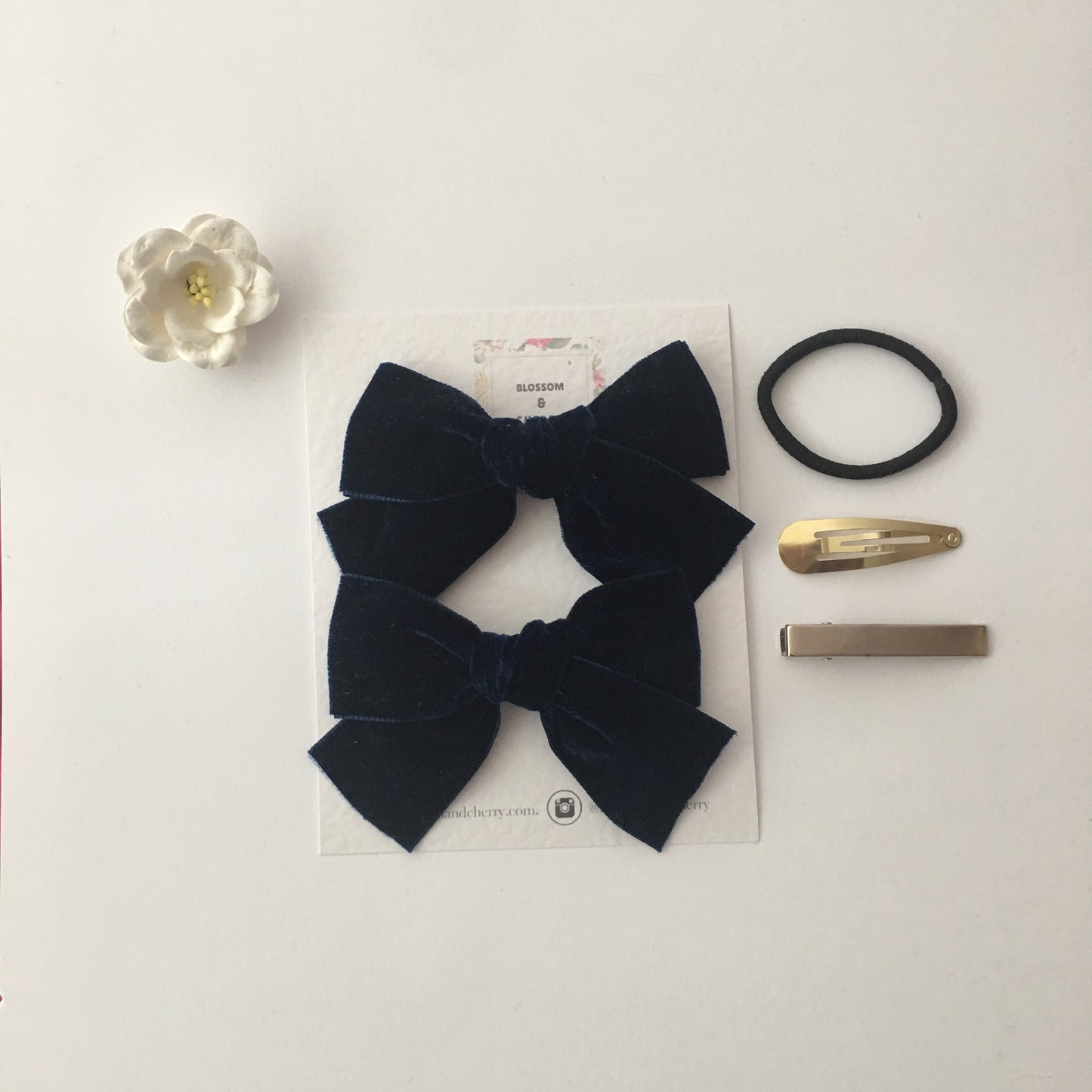 IYLA Navy Velvet Bow Pigtails