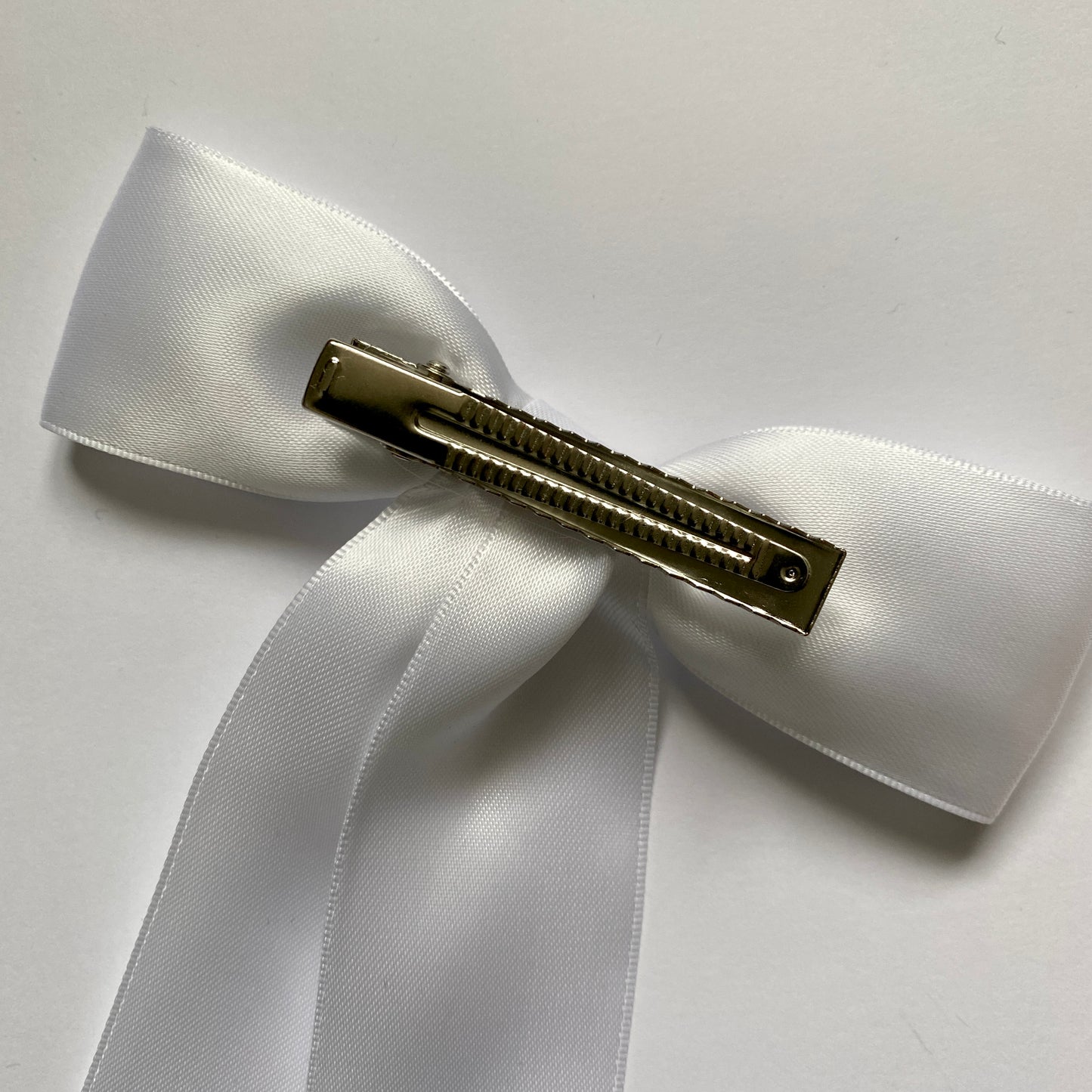 Charleen Satin Long Tail Bow - White