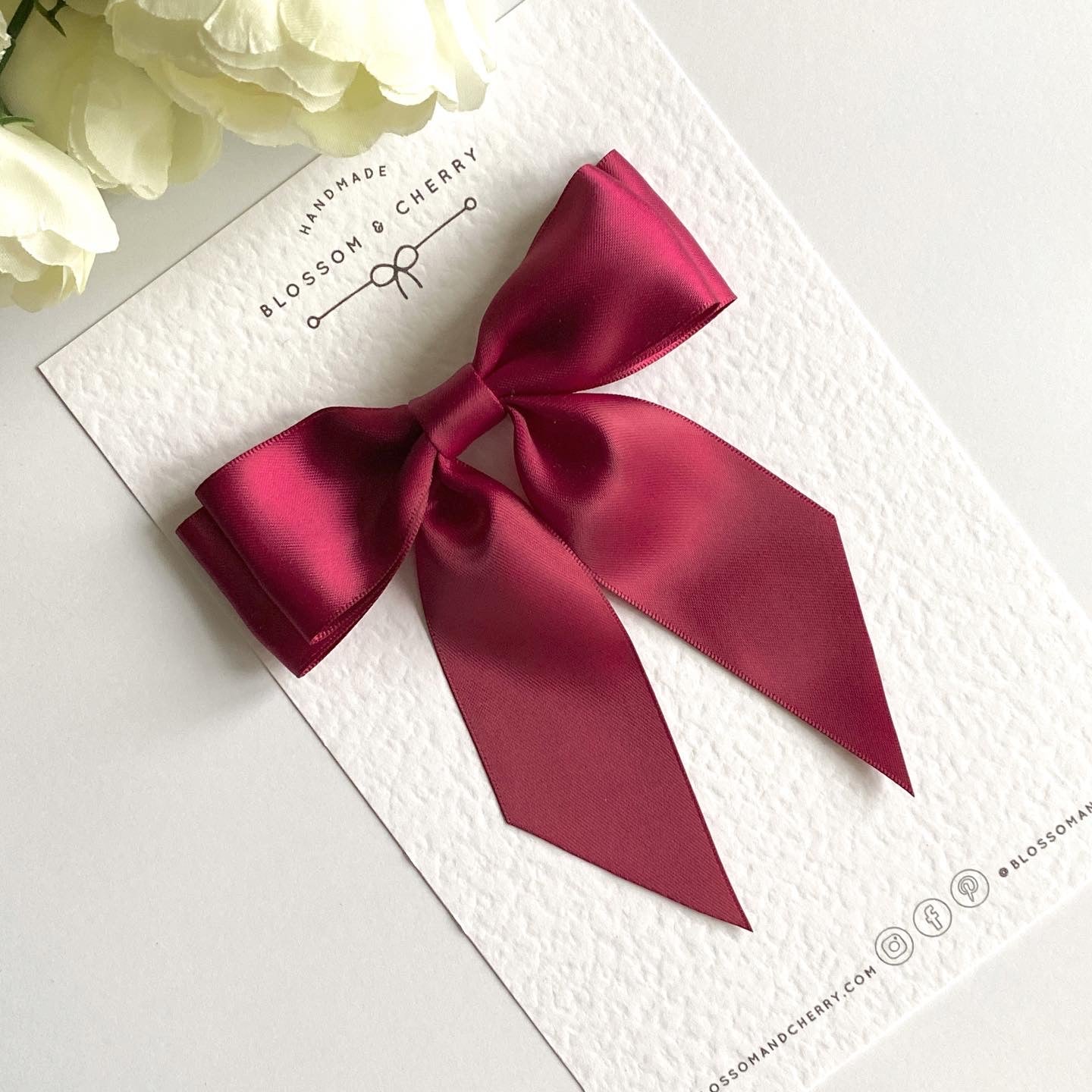 Chloi Satin Short Tail Bow - Burgundy