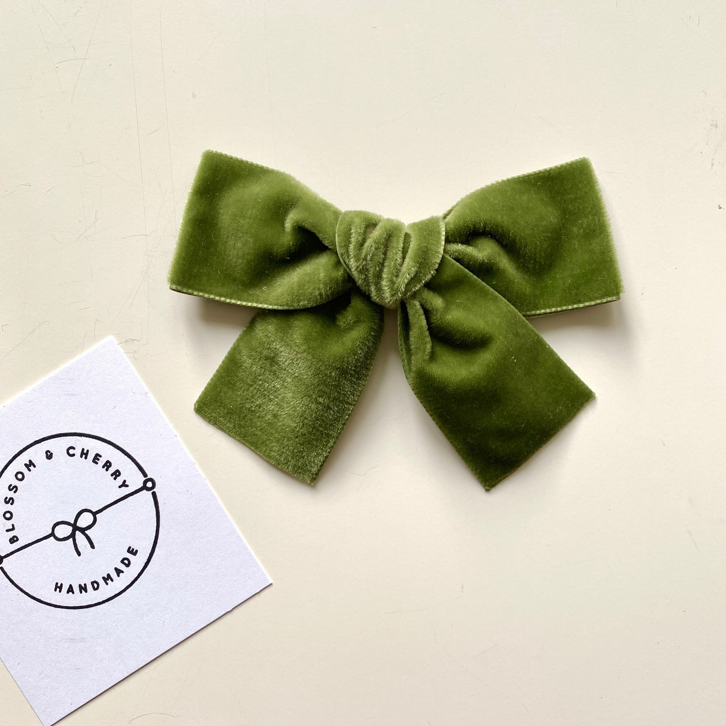 ISLA Moss Velvet Bow || Headband or Clip