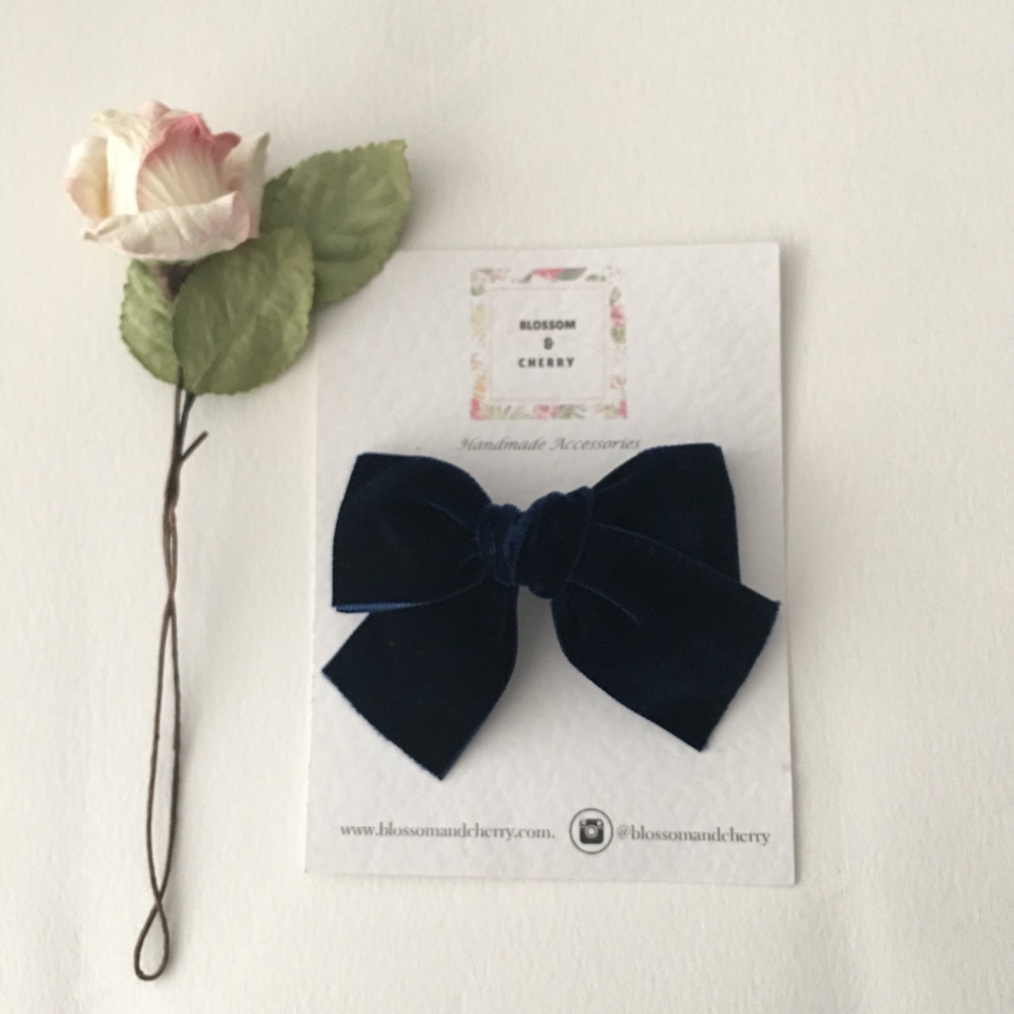 IYLA Navy Velvet Bow || Headband or Clip