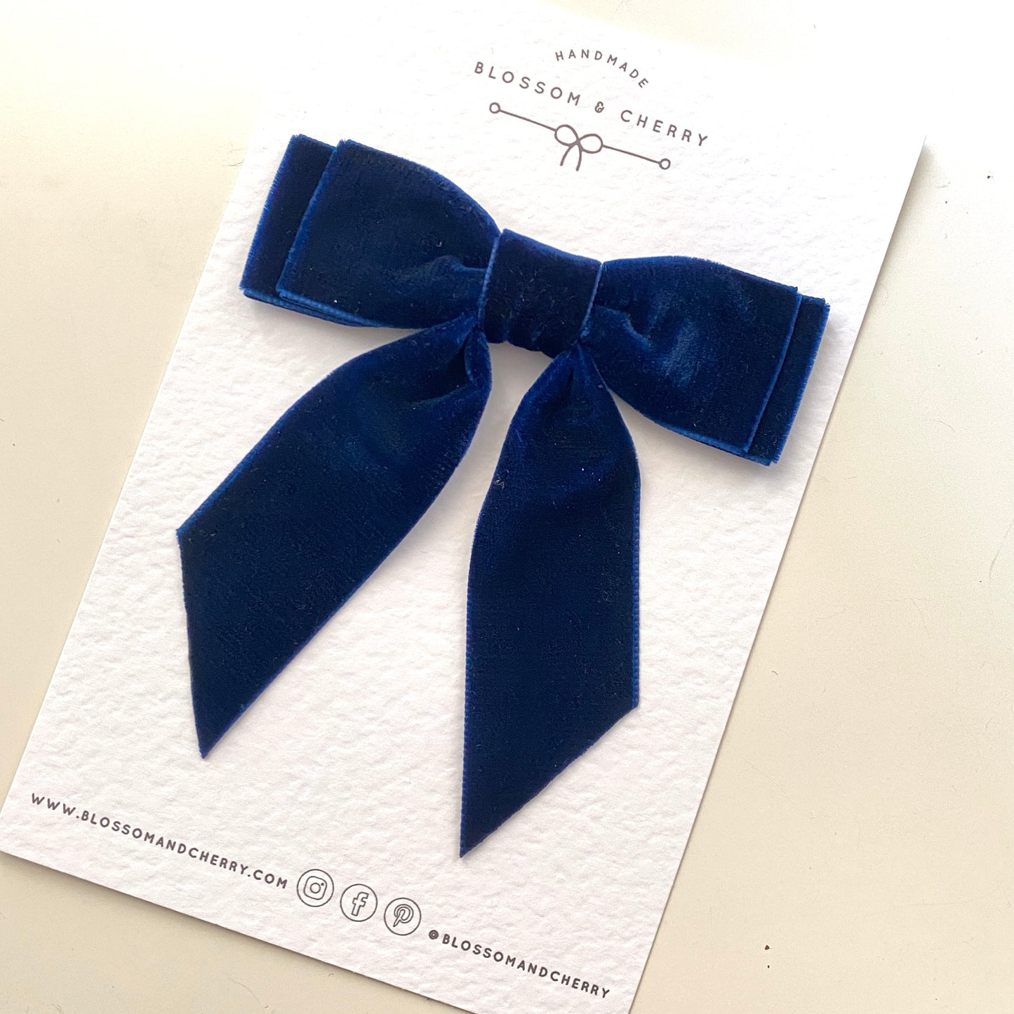 CHLOI Velvet Short Tail Bow - Navy