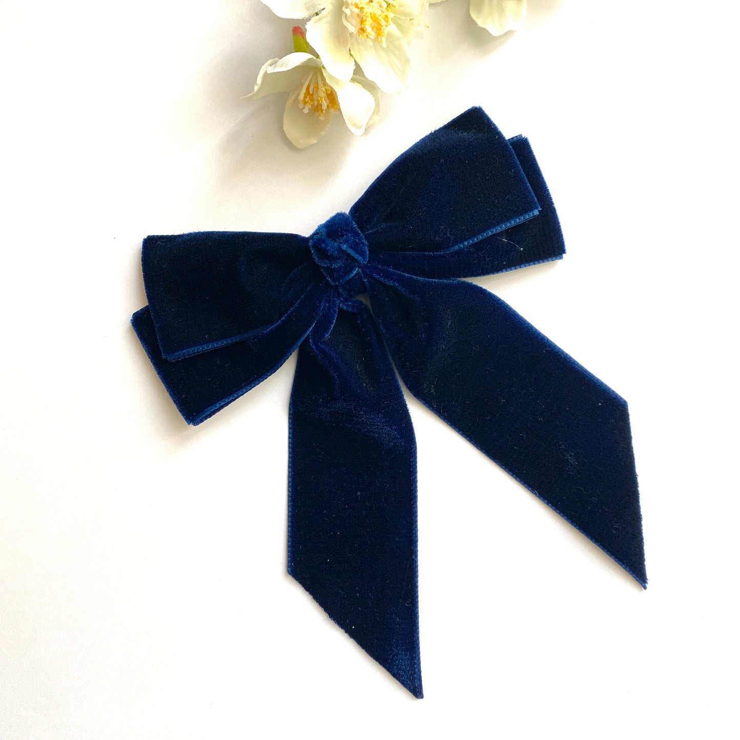 AYIDA Short Tail Velvet Bow - Navy
