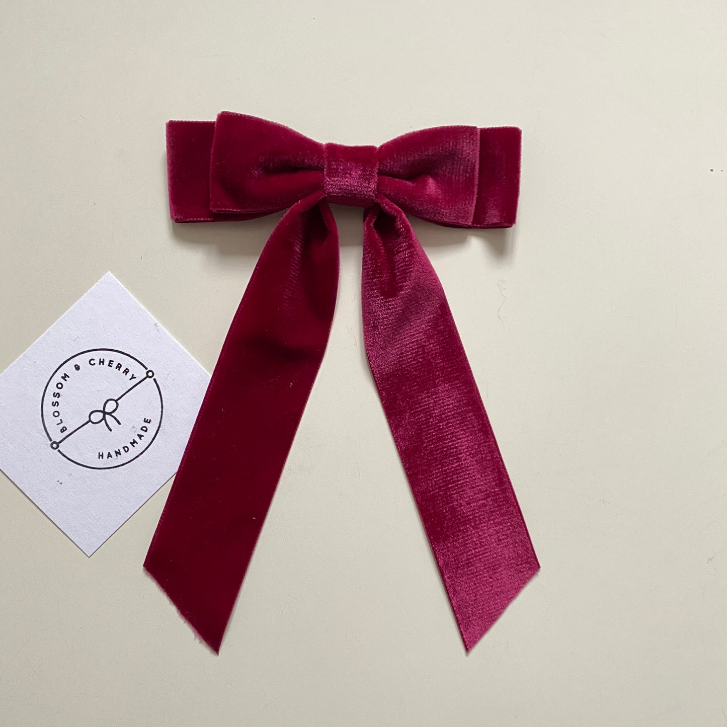 CHARLEEN Velvet Double Bow Hair Tie - Burgundy