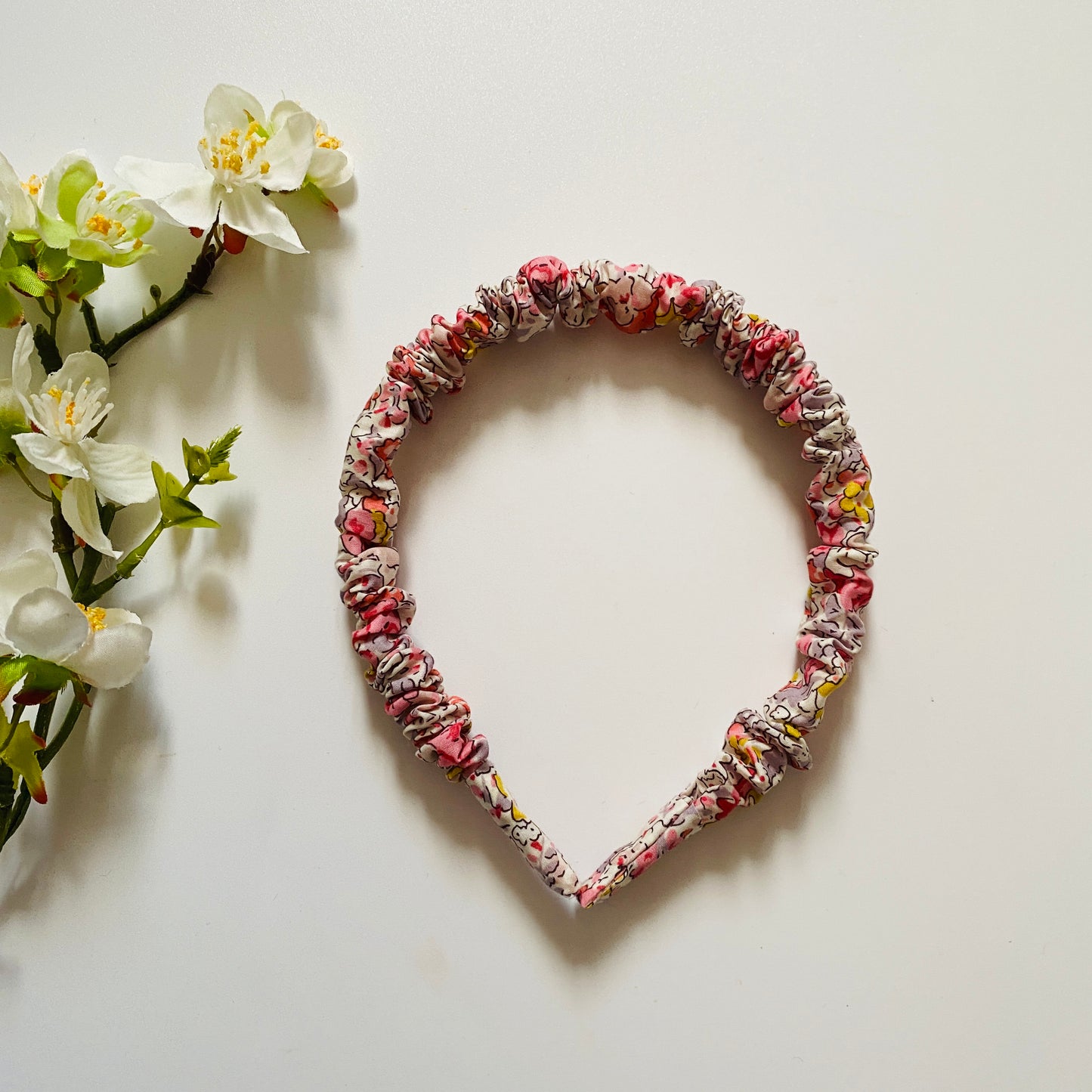 Liberty Fabric Scrunchie Headband - Coral