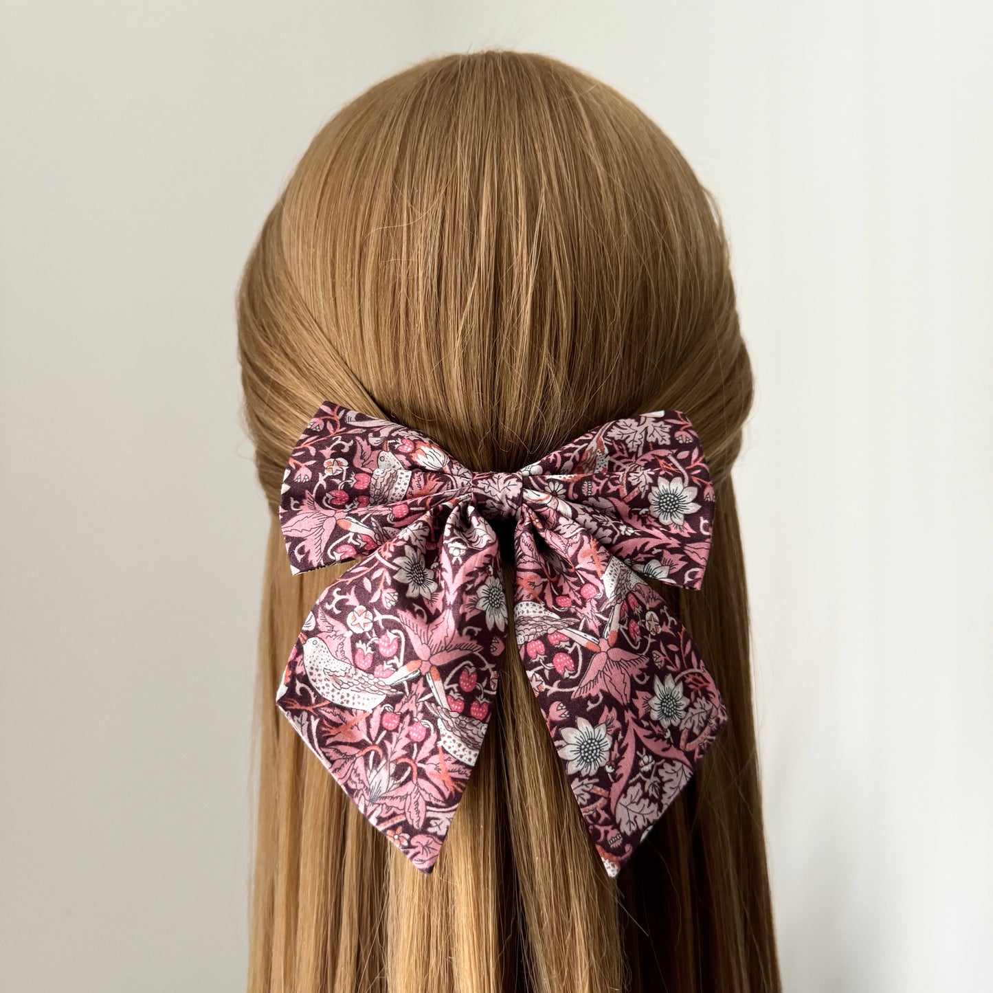 Liberty Sailor Bow - Strawberry Thief Burgundy