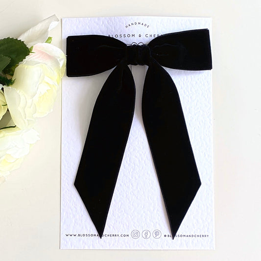 Charleen Velvet Bow - Black