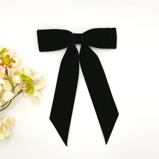 Charleen Velvet Double Bow - Black