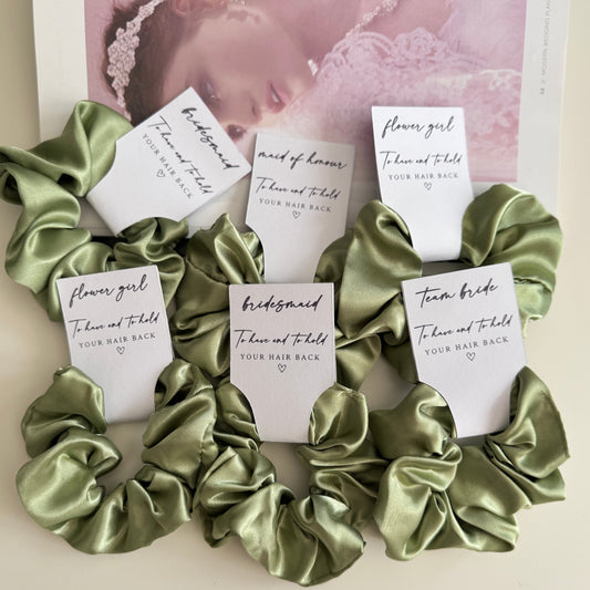 Sage Green Bridesmaid Scrunchies - To Have To Hold Your Hair Back
