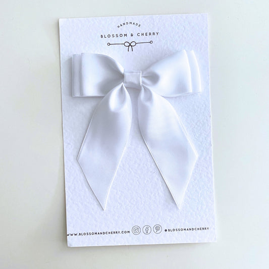 Chloi Satin Short Tail Bow - White