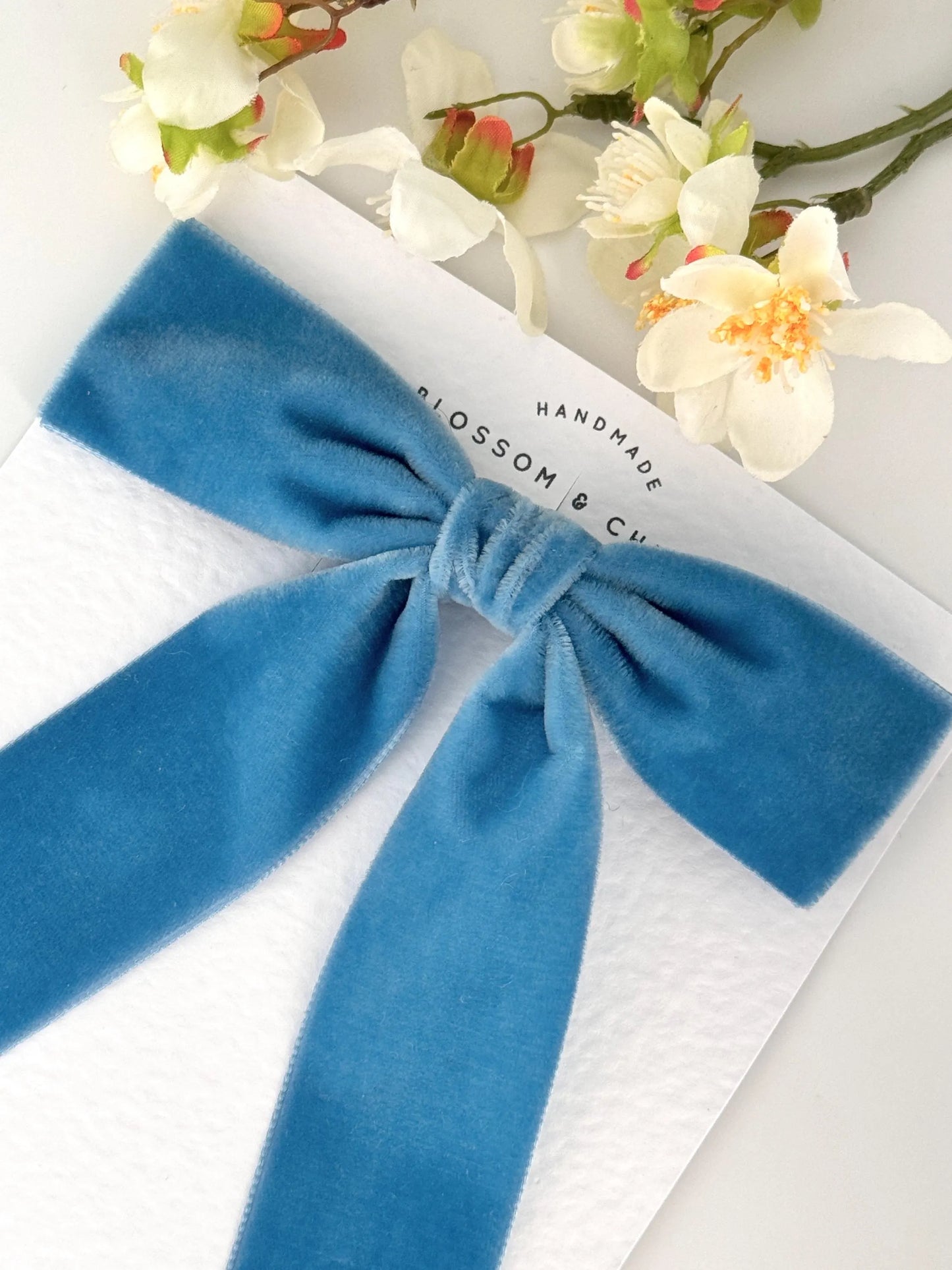 CHARLEEN Velvet Bow - Dusty Blue