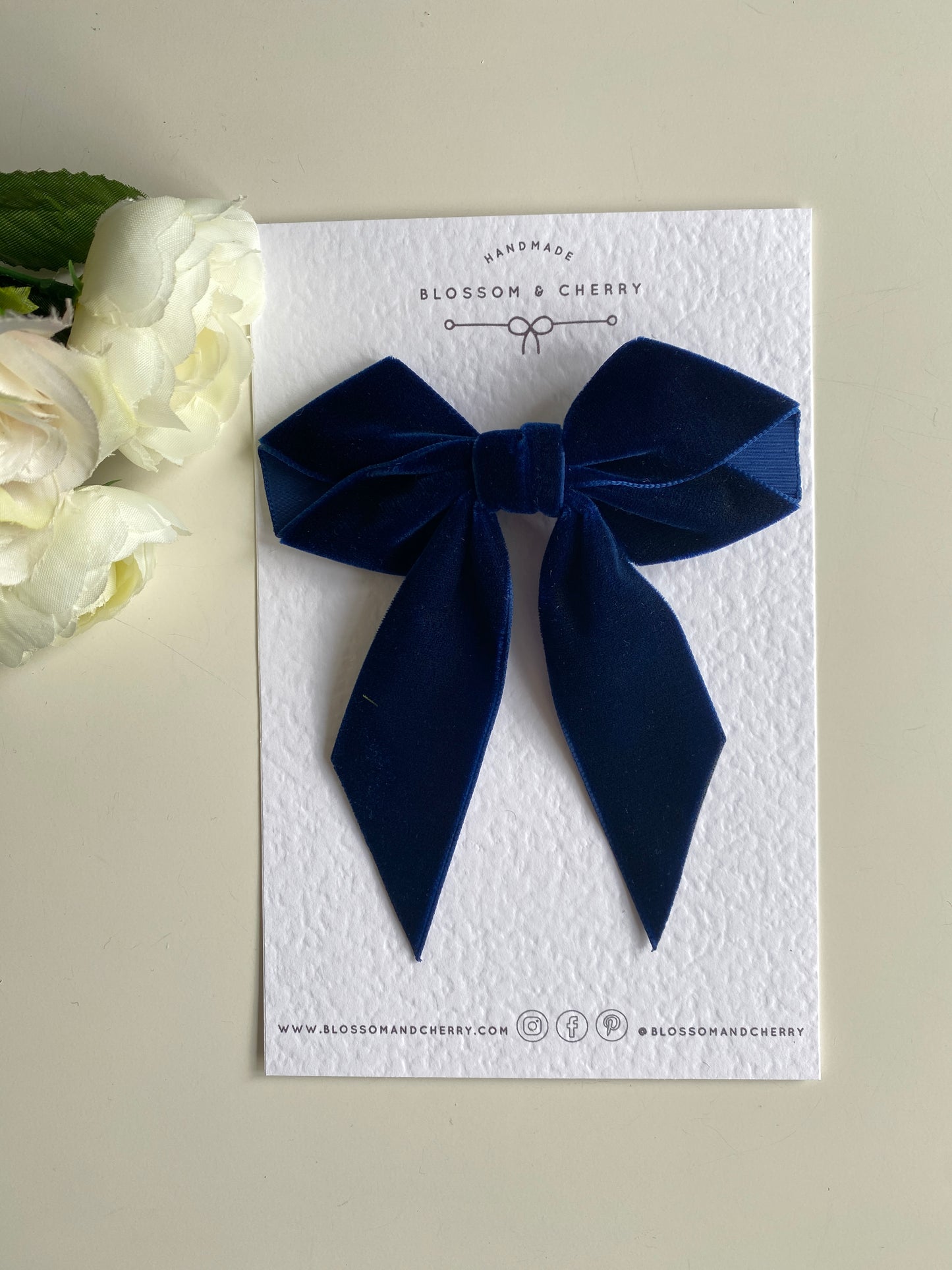 Greta Velvet Bow - Navy