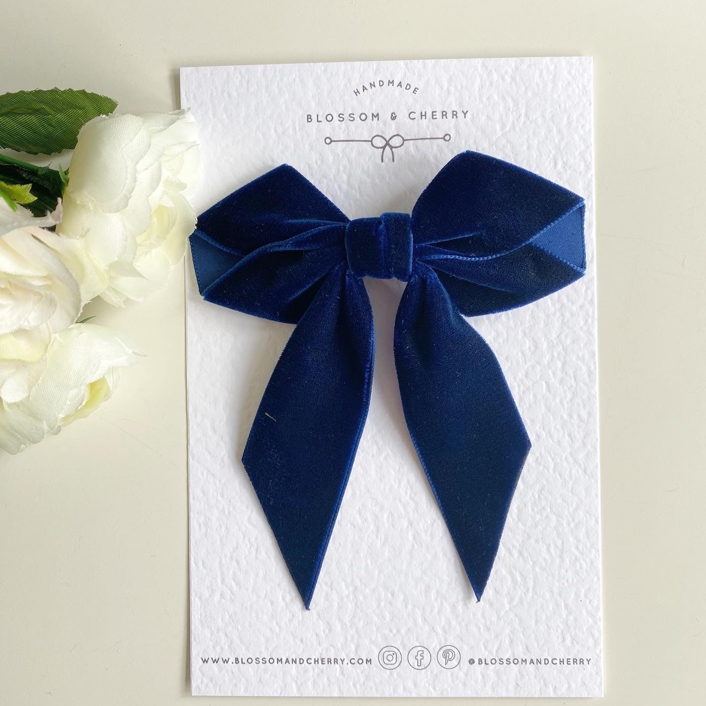 Greta Velvet Bow - Navy