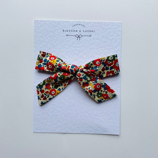Liberty Floral Handtied Bow - Betsy Ann Red