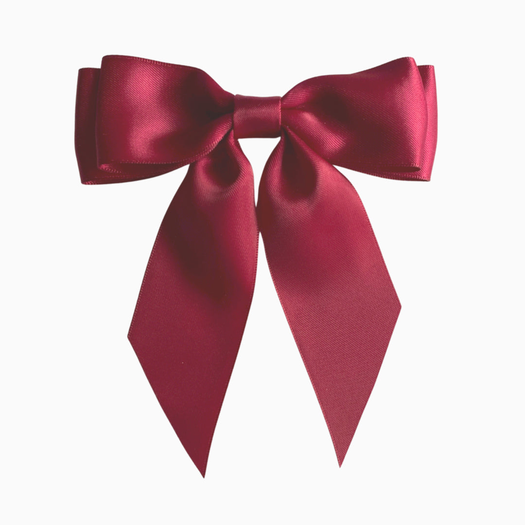 Chloi Satin Short Tail Bow - Burgundy