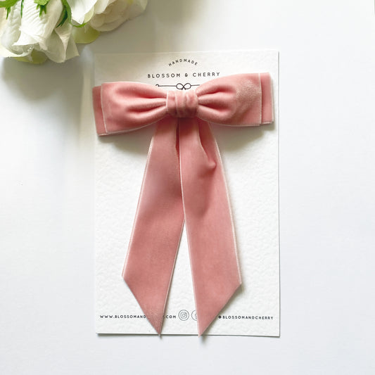 Peyton Velvet Bow - Blush