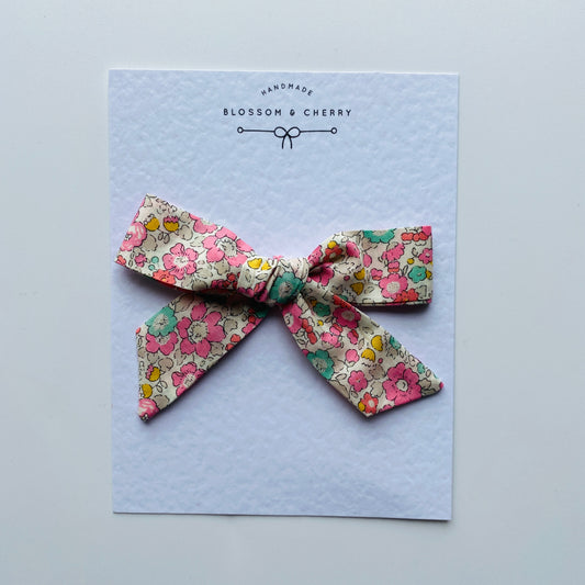 Liberty Floral Handtied Bow - Betsy Ann Bright Pink