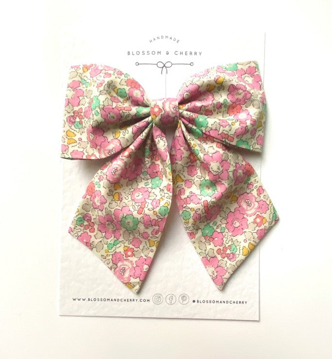 Liberty Sailor Bow Clip - Betsy Ann Bright Pink