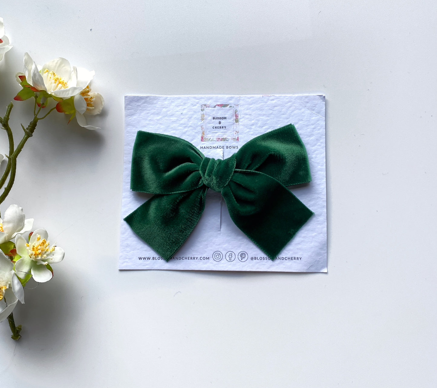 IYLA Green Velvet Bow || Headband or Clip