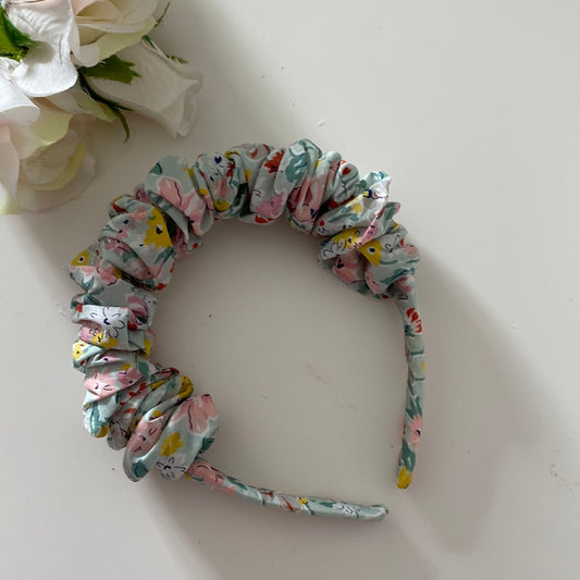 Liberty Fabric Scrunchie Headband - Floral Mint