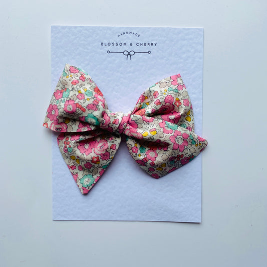 Liberty Betsy Ann Light Pink Pinwheel Bow  || Headband or Clip