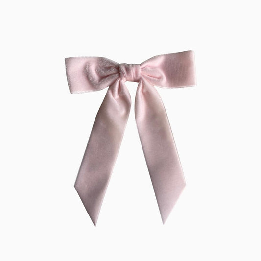 Charleen Velvet Bow - Powder Pink