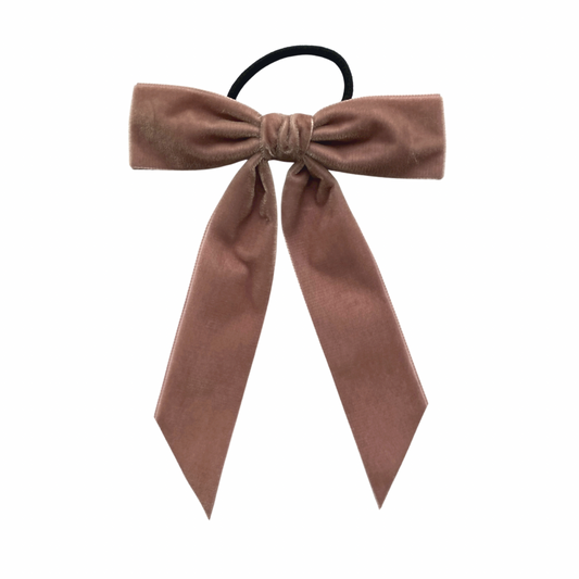 Charleen Velvet Bow Hair Tie - Antique Rose