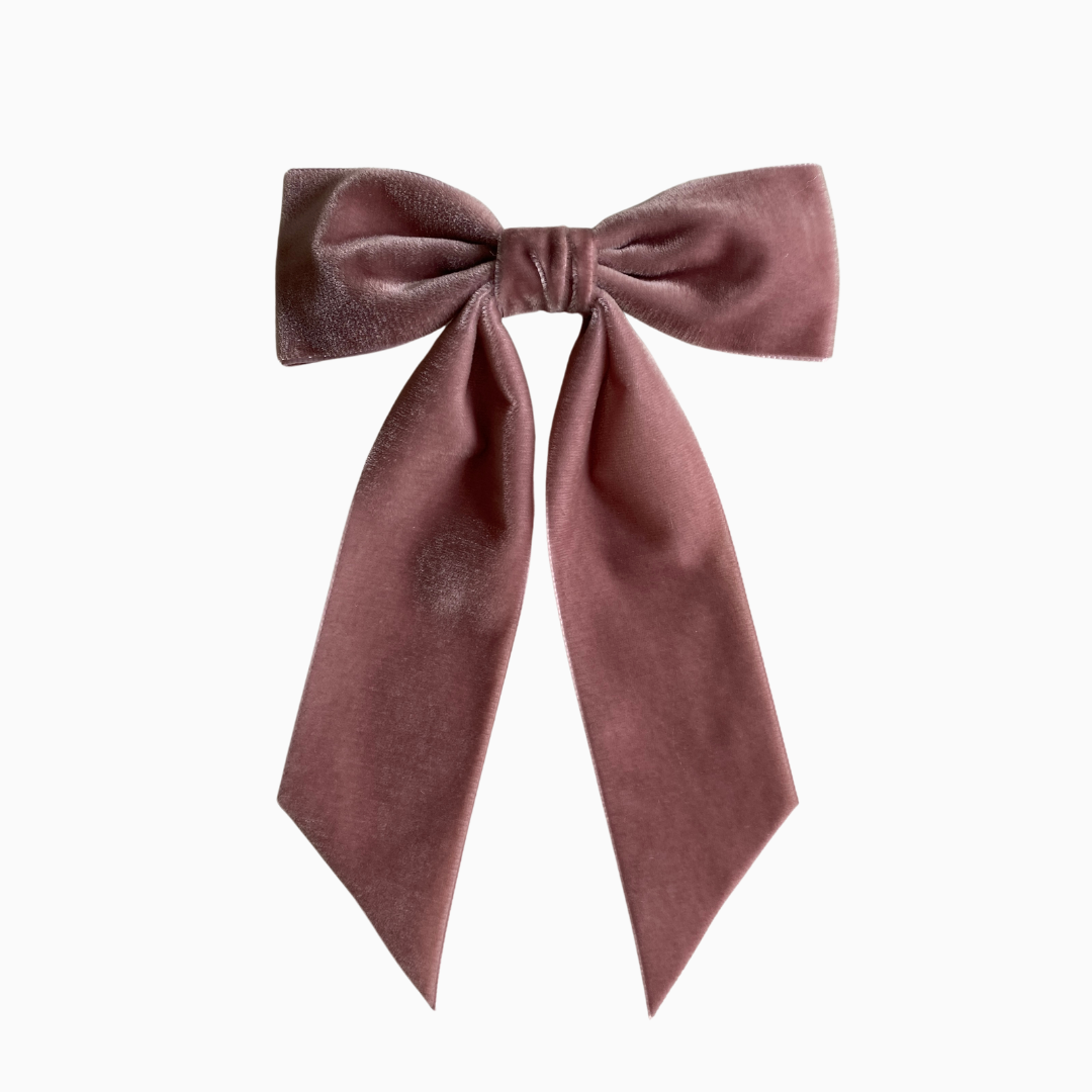 Charleen Velvet Statement Bow - Antique Rose